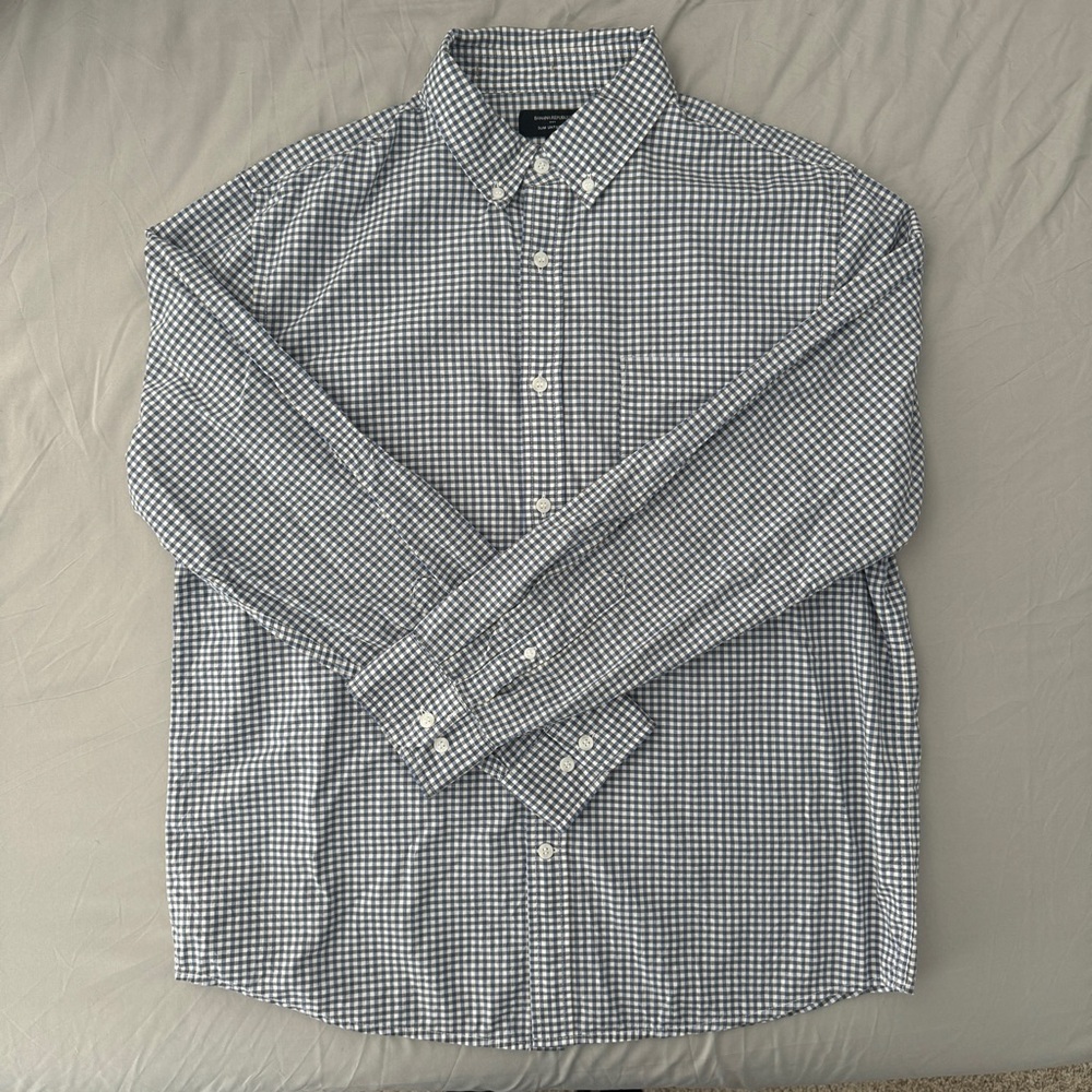 Banana Republic Men's Blue Checkered Shirt